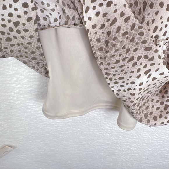 Altar'd State Dress Womens Medium Tan Brown Dot Boho Ruffle Tiered Flare Sleeve - Picture 6 of 13